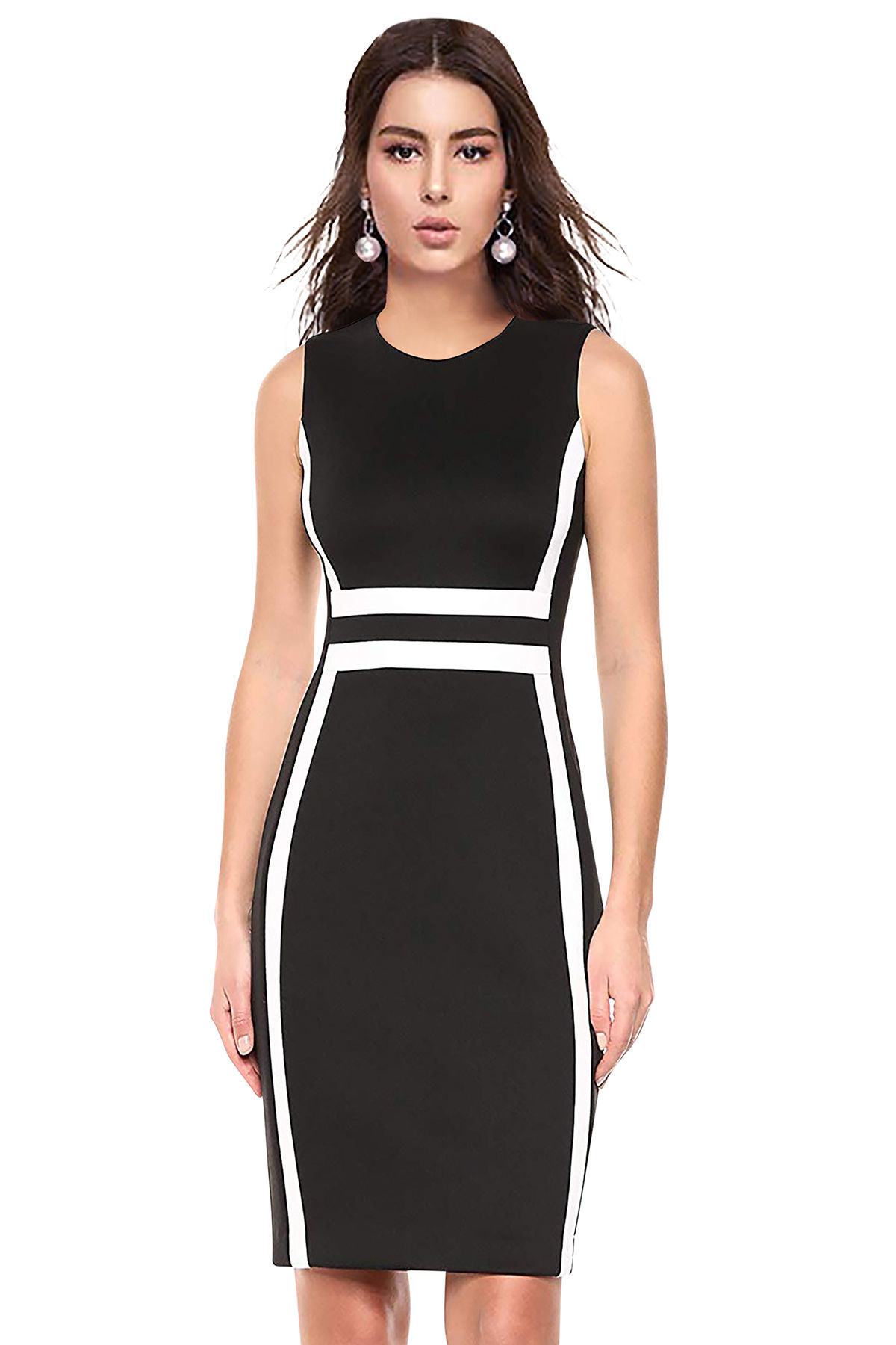 ILLI London. striped Knee Length Bodycon Dress