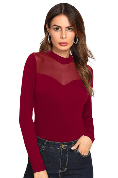 Picture of Full sleeve Mock Neck T-Shirt with Mesh