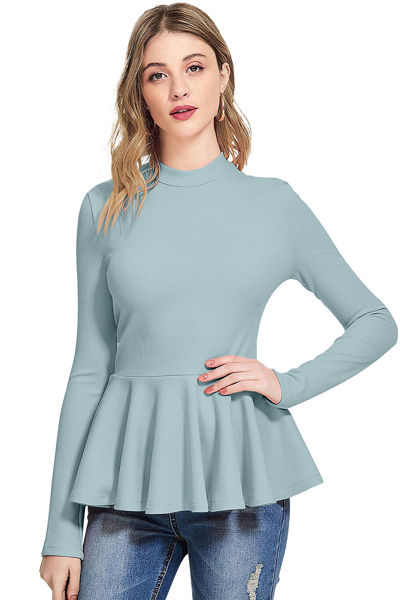 Picture of Full sleeve Mock Neck Peplum Top