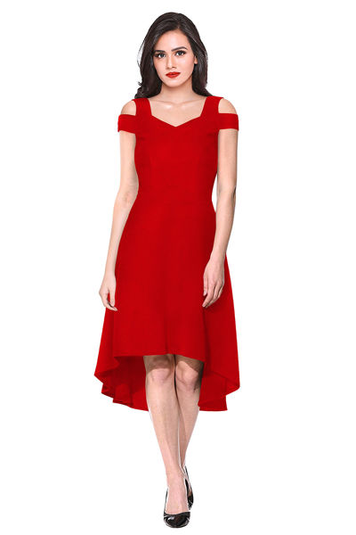 Picture of Cold Sleeve Sweetheart Neck UP Down Midi Dress