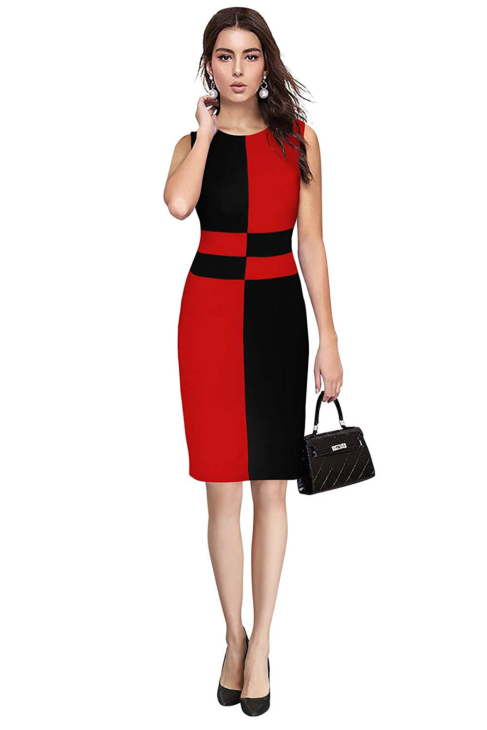 ILLI London. Striped Knee Length Bodycon Dress