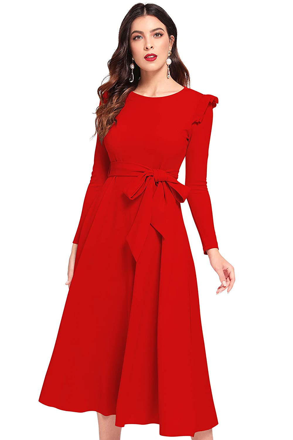 Elegant Long Sleeve A-Line Maxi Dress