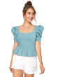 Picture of ILLI LONDON Women's Puff Sleeve Peplum TOP