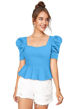 Picture of ILLI LONDON Women's Puff Sleeve Peplum TOP